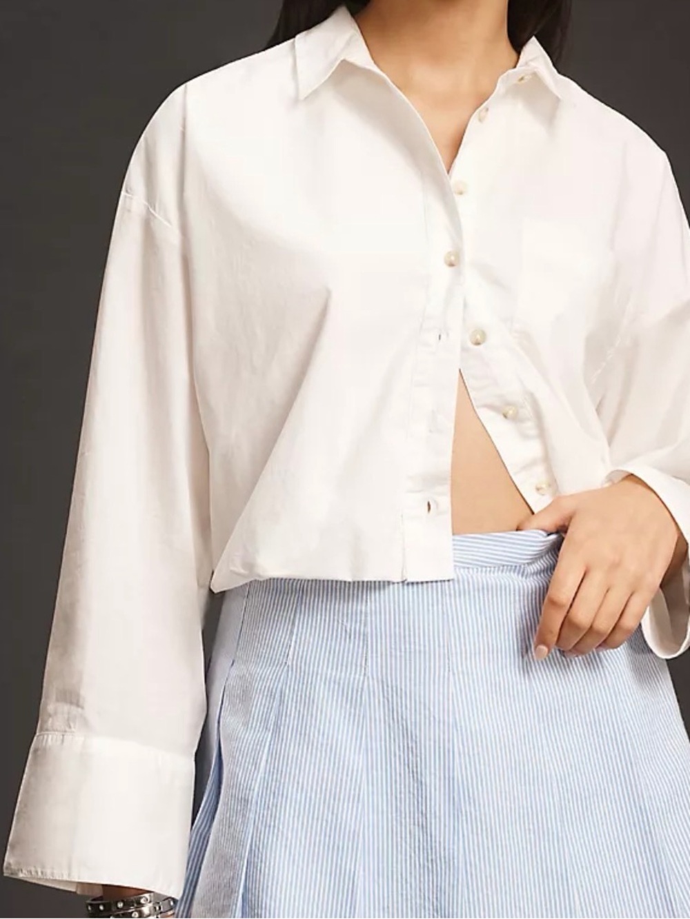 Pilcro White Button-Down Crop Shirt